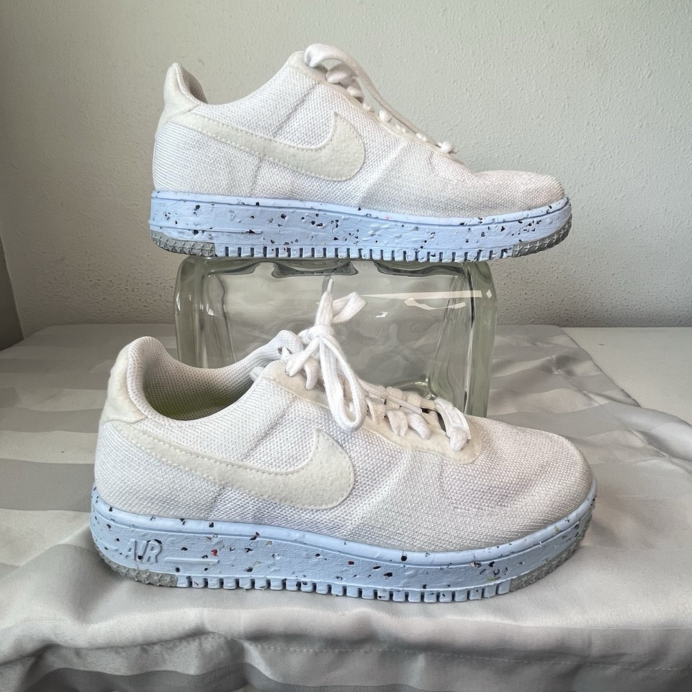 Nike Air Force 1 Crater Womens Size 9.5 White Blue Athletic Shoes Sneakers